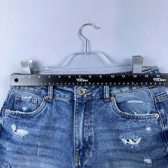 Refuge Denim Mom Shorts Womens Size 03 High Rise Distressed Dark Wash Blue - Picture 5 of 9